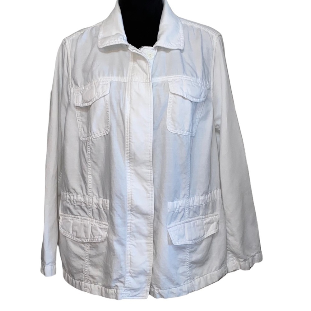 Talbots Women’s Petites Linen Blend White Blazer Jacket 2XP